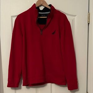 Nautica Men's 1/4 Zip-Up Sweatshirt in Red size large